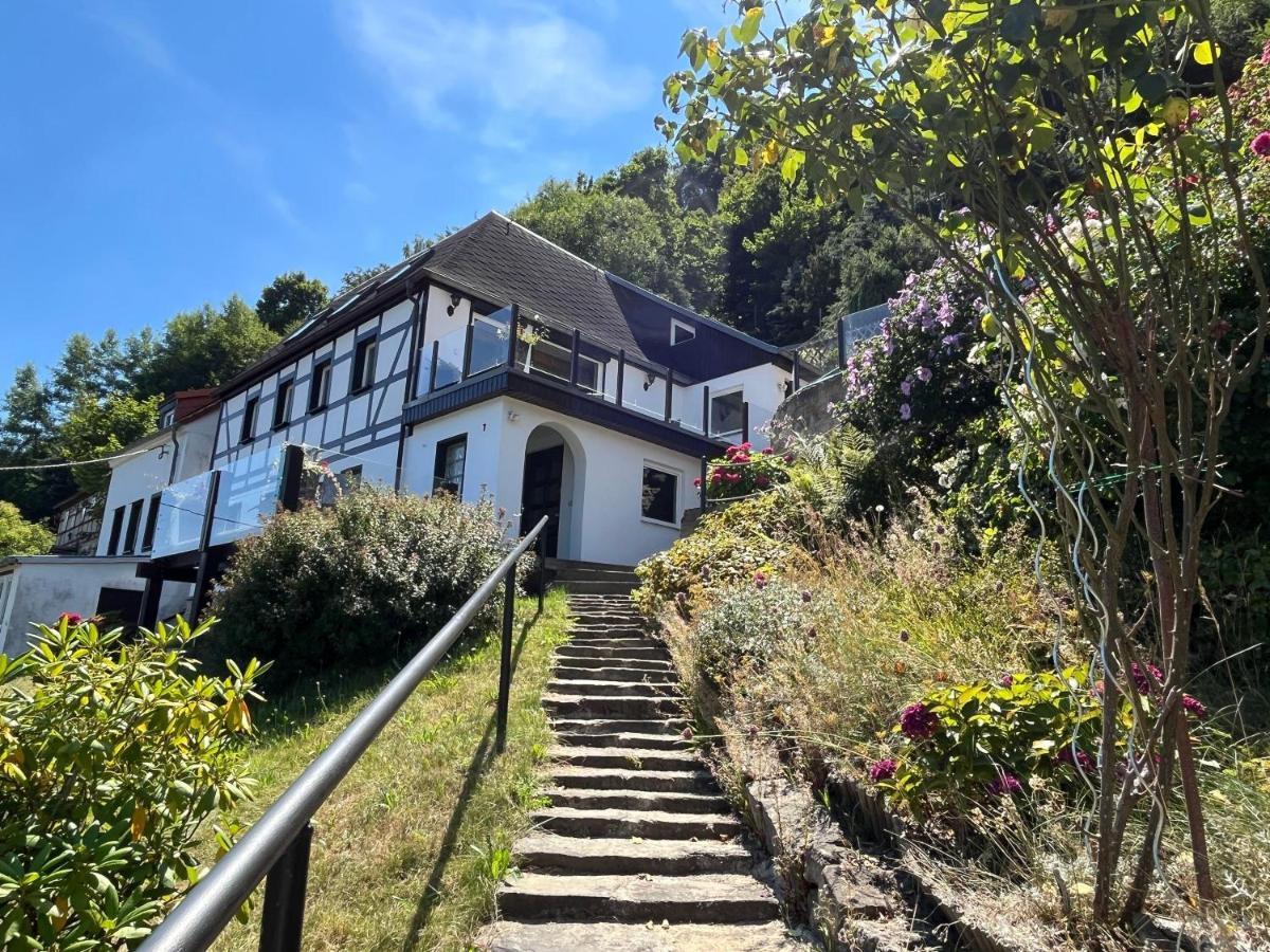 Sächsische Schweiz Ferienhaus mit Elbblick Sauna und Kamin Königstein Exterior foto